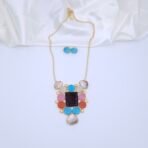 Multicolor Monalisa & Mother of Pearl Brass Necklace Set - Noor Anti-Tarnish Jewelry