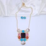 Multicolor Monalisa & Mother of Pearl Brass Necklace Set - Noor Anti-Tarnish Jewelry