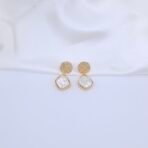 Floral Mother of Pearl & Red Monalisa Stone Necklace Set Earrings