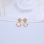 Floral Mother of Pearl & Red Monalisa Stone Necklace Set Earrings