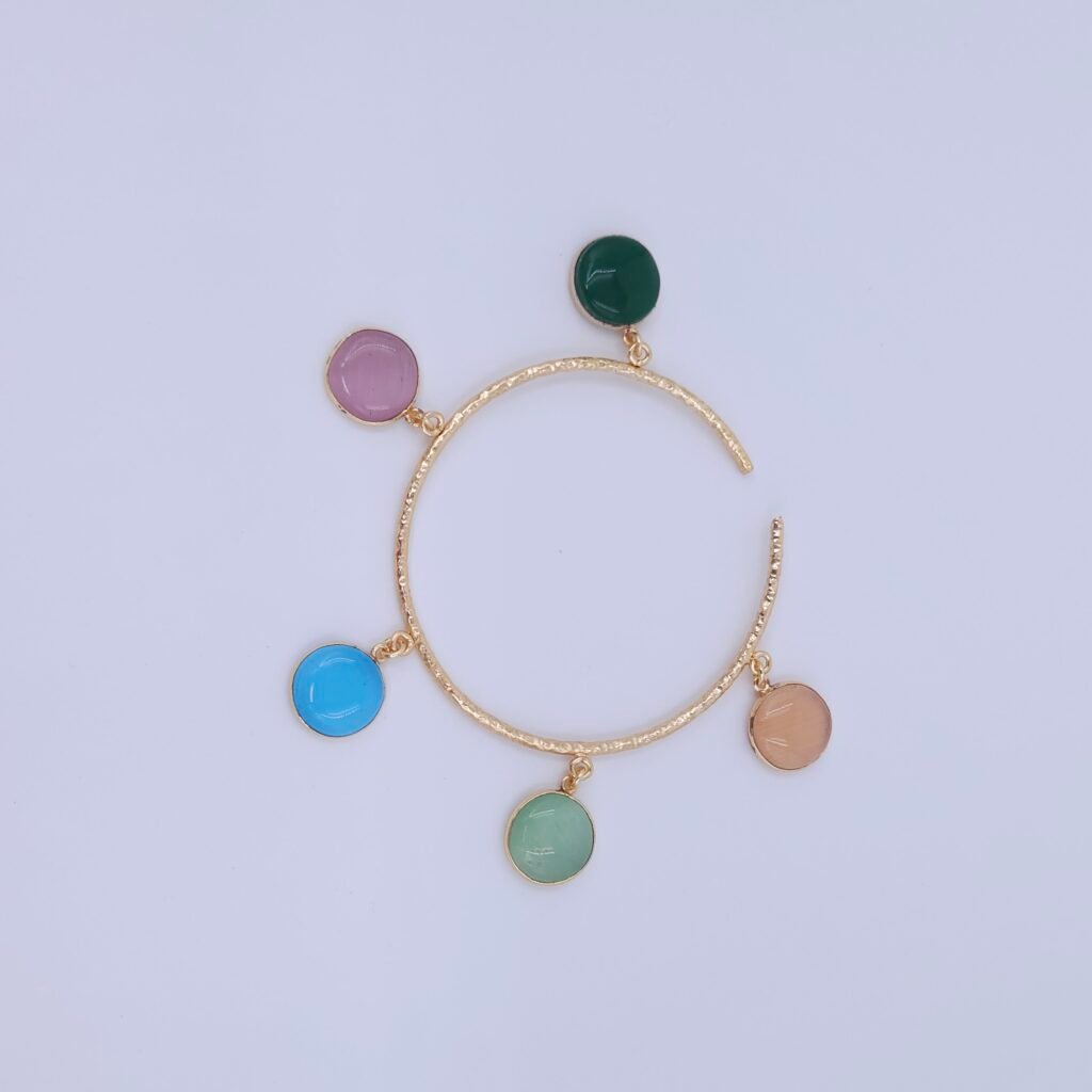 Zest Charm Bangle in Brass with Multicolor Monalisa Stones - Anti-Tarnish