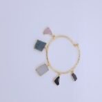 Aurora Rough Stone Bangle in Brass - Anti-Tarnish