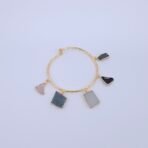 Aurora Rough Stone Bangle in Brass - Anti-Tarnish