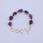 Radiant Amethyst Raw Stone Bracelet - Brass Anti-Tarnish Finish