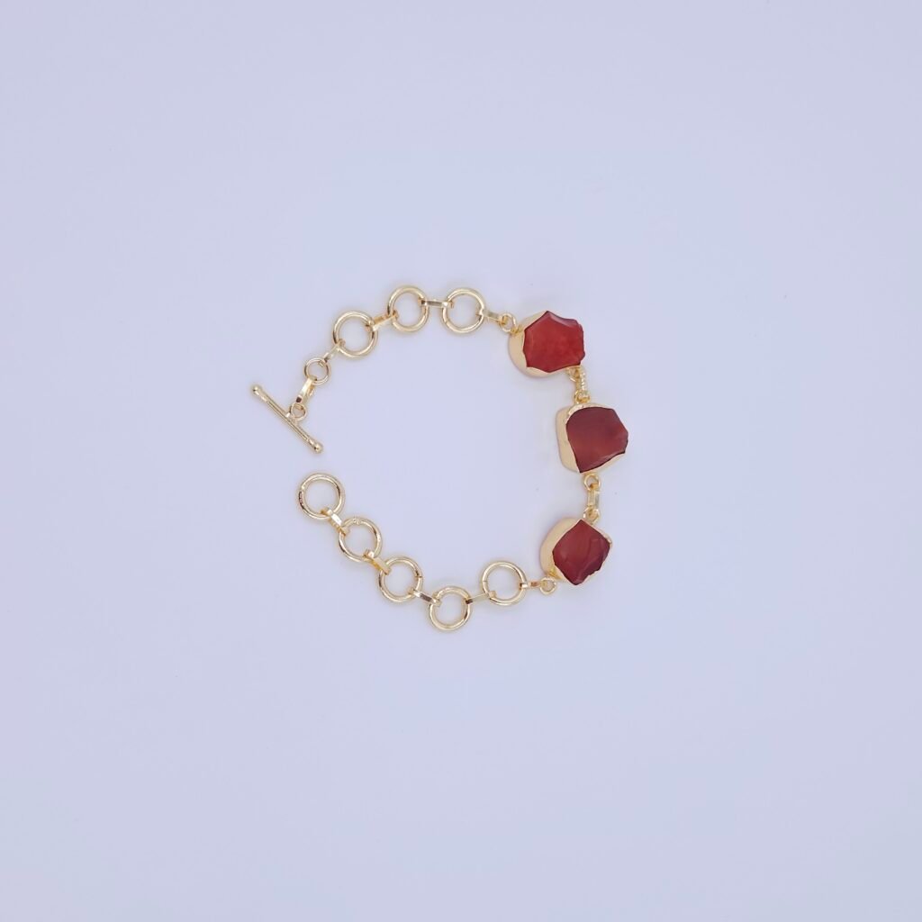 Ember Glow Natural Stone Bracelet - Anti-Tarnish Finish