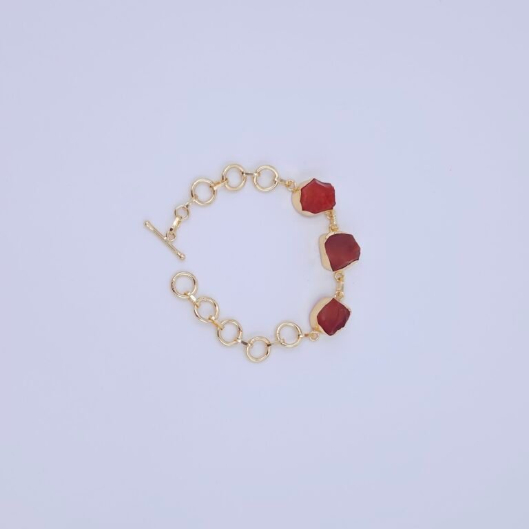 Ember Glow Natural Stone Bracelet - Anti-Tarnish Finish