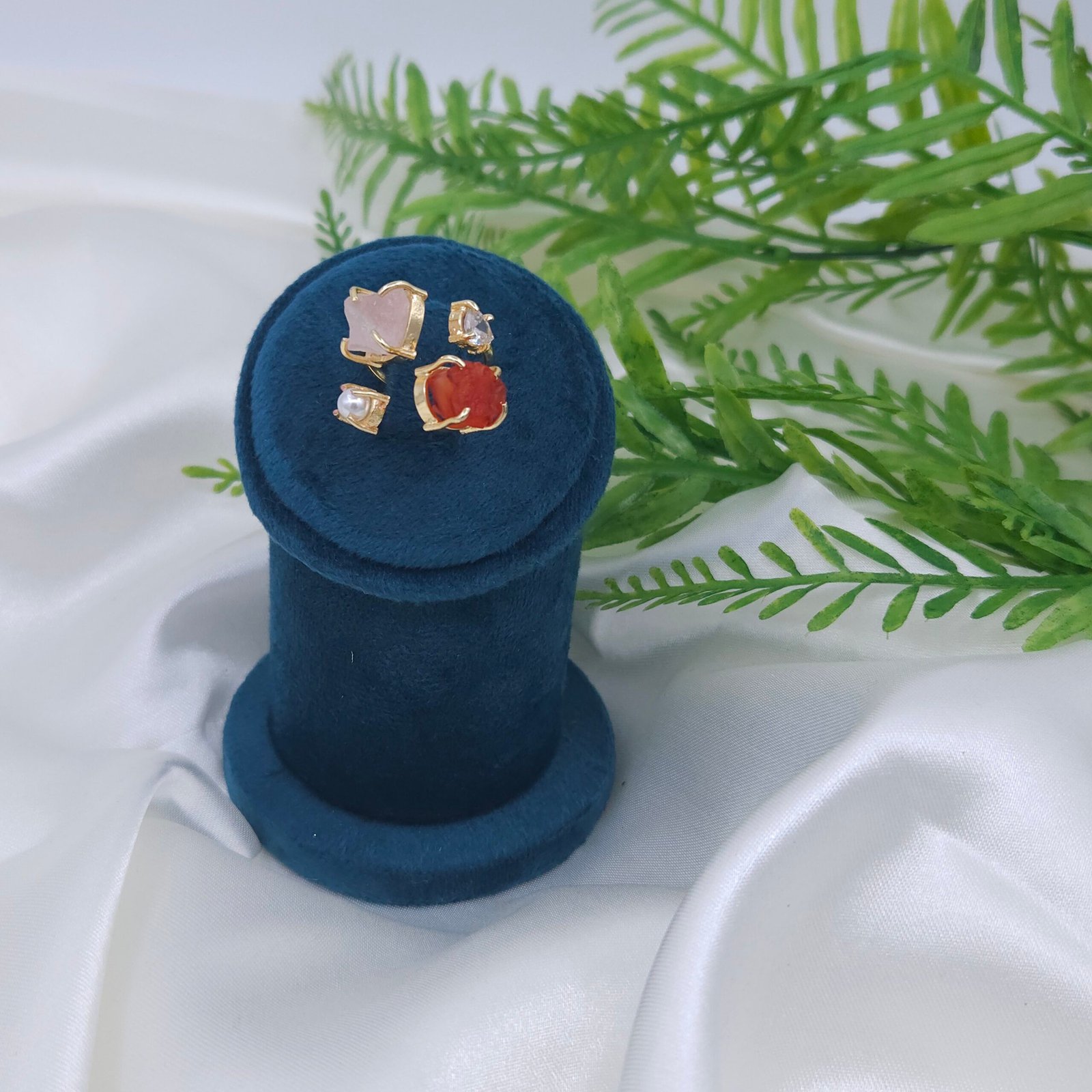 Aurora Mixed Stone Adjustable Anti-Tarnish Ring in Brass Aurora Mixed Stone Adjustable Anti-Tarnish Ring in Brass