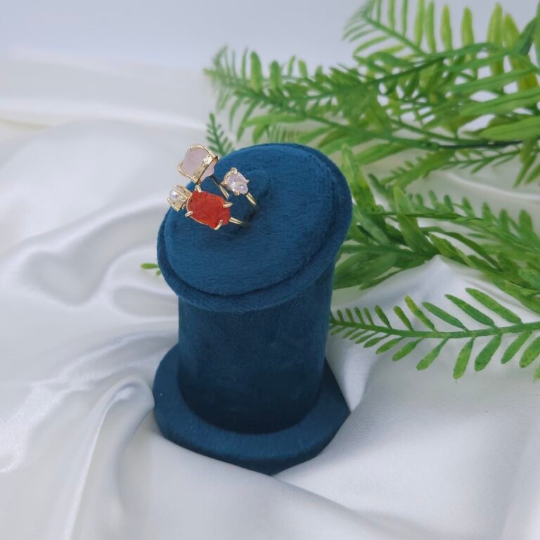 Aurora Mixed Stone Adjustable Anti-Tarnish Ring in Brass