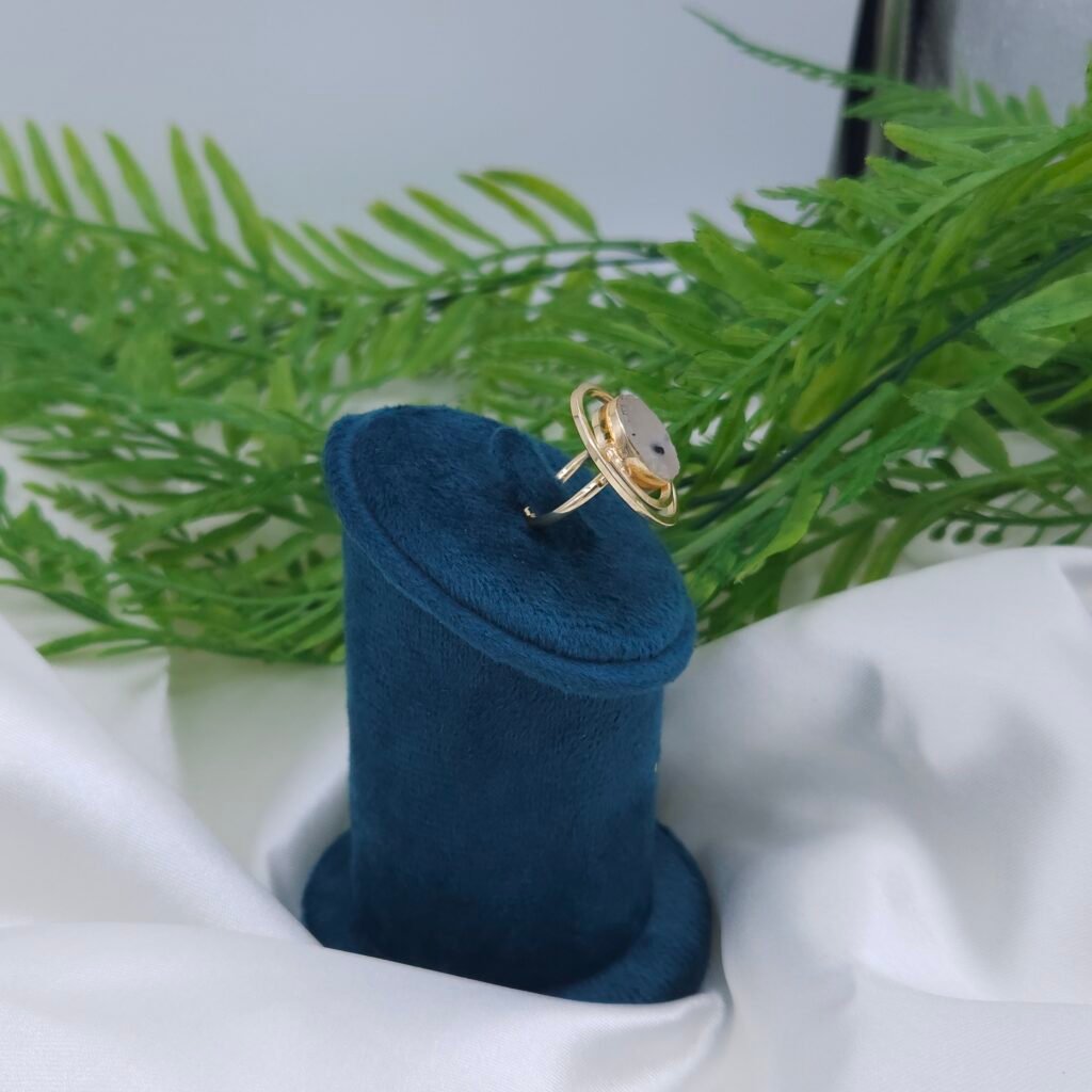 Celestial Spiral Moonstone Ring in Brass Gold Finish