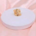 Leaf Casting Adjustable Ring in Brass Gold Finish