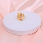 Leaf Casting Adjustable Ring in Brass Gold Finish