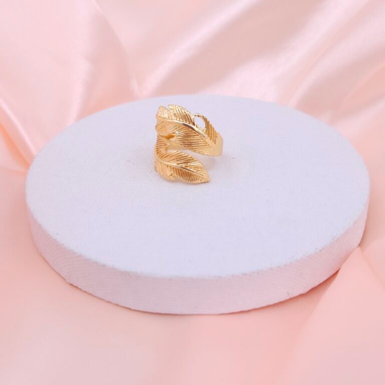 Leaf Casting Adjustable Ring in Brass Gold Finish