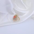 Handcrafted Anti-Tarnish Pearl Jewellery Set with Hand-Painted Natural Stones – Statement Necklace, Earrings & Ring