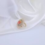 Handcrafted Anti-Tarnish Pearl Jewellery Set with Hand-Painted Natural Stones – Statement Necklace, Earrings & Ring