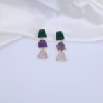 Handcrafted Anti-Tarnish Multi-Color Natural Stone Jewellery Set – Geometric Necklace & Earrings