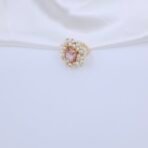 Handcrafted Anti-Tarnish Pink Stone & Pearl Jewellery Set – Gold-Plated Necklace, Earrings & Adjustable Ring