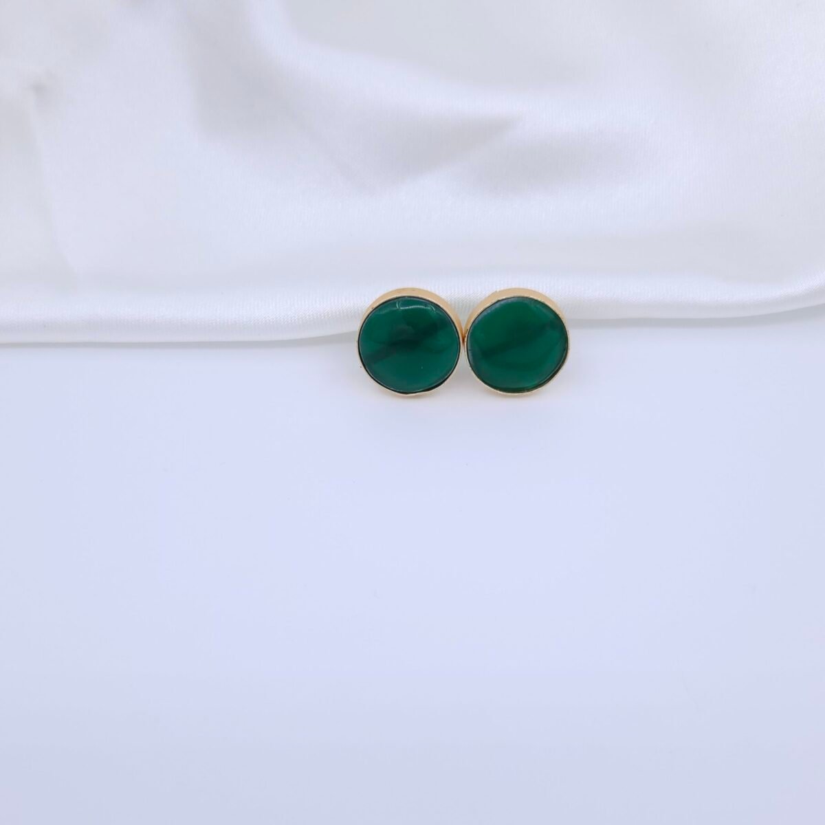 Handcrafted Anti-Tarnish Mother of Pearl & Green Monalisa Stone Jewellery Set - Statement Gold-Plated Necklace & Stud Earrings