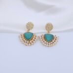 Handcrafted Anti-Tarnish Sea Green Monalisa Stone & Pearl Jewellery Set