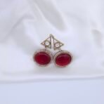 Handcrafted Anti-Tarnish Multicolor Monalisa, Moissanite & American Diamond Jewellery Set - Gold-Plated Necklace & Drop Earrings