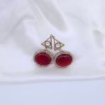 Handcrafted Anti-Tarnish Multicolor Monalisa, Moissanite & American Diamond Jewellery Set - Gold-Plated Necklace & Drop Earrings