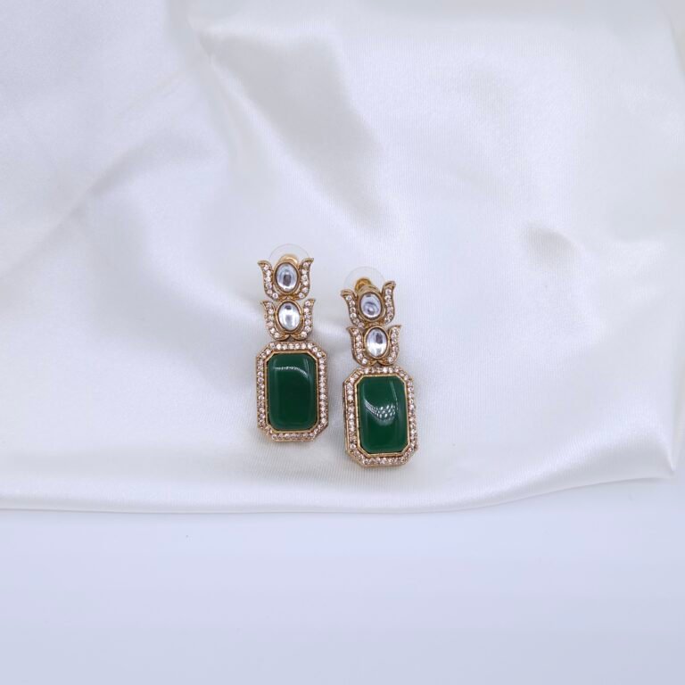 Handcrafted Anti-Tarnish Green Monalisa Moissanite Diamond Necklace Set