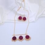 Handcrafted Anti-Tarnish Maroon Natural Stone Necklace Set