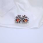 Handcrafted Silver Replica Hand-Painted Monalisa Stone Necklace Set with Pearls & Gemstones