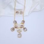 Handcrafted Anti-Tarnish Gold Geometric Mother of Pearl Necklace Set