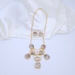Handcrafted Anti-Tarnish Gold Geometric Mother of Pearl Necklace Set