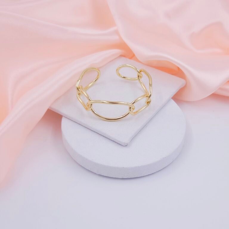 Minimalist Stainless Steel Chain Link Open Bracelet Cuff for Women