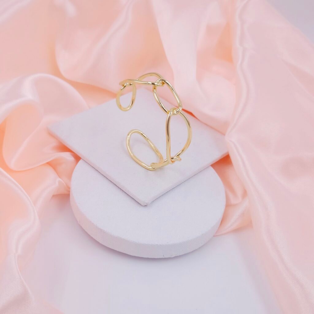 Minimalist Stainless Steel Chain Link Open Bracelet Cuff for Women