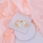 Gold Plated Stainless Steel Hammered & Criss-Cross Open Cuff Bracelet