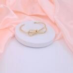 Gold Plated Bow Knot Open Cuff Bracelet - Stainless Steel