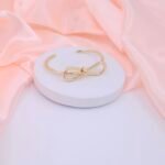 Gold Plated Bow Knot Open Cuff Bracelet - Stainless Steel