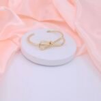 Gold Plated Bow Knot Open Cuff Bracelet - Stainless Steel