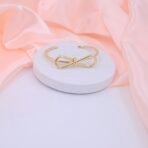 Gold Plated Bow Knot Open Cuff Bracelet - Stainless Steel