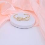 Gold Plated Bow Knot Open Cuff Bracelet - Stainless Steel