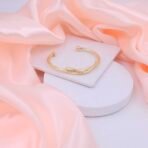 Gold Plated Stainless Steel Crossover Open Cuff Bracelet