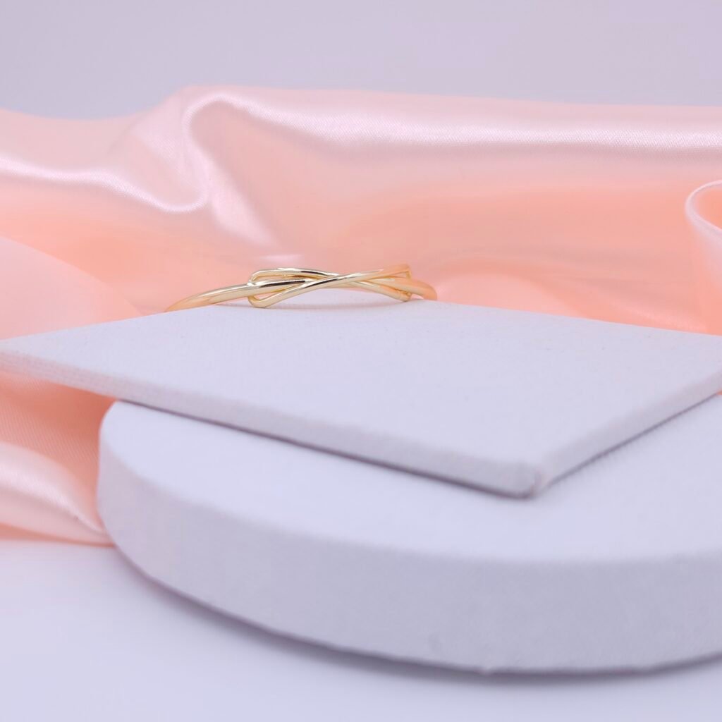 Gold Plated Stainless Steel Crossover Open Cuff Bracelet