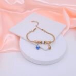 Evil Eye & Hamsa Charm Stainless Steel Bracelet - Gold Finish