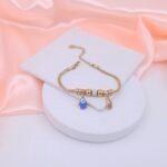 Evil Eye & Hamsa Charm Stainless Steel Bracelet - Gold Finish