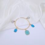 Handmade Brass Bracelet with Monalisa Stones - Charm Bracelet