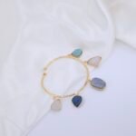 Multicolor Raw Stone Brass Bracelet - Handmade Adjustable Charm Bracelet