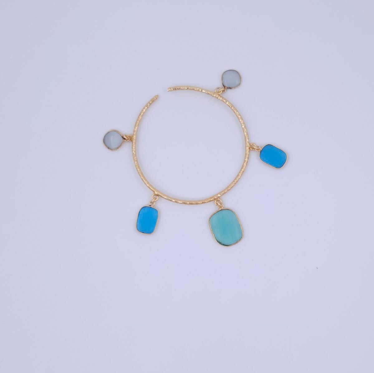 Handmade Brass Bracelet with Monalisa Stones - Charm Bracelet