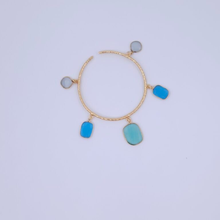 Handmade Brass Bracelet with Monalisa Stones - Charm Bracelet