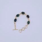 Handmade Emerald Green Oval Stone Brass Bracelet