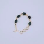Handmade Emerald Green Oval Stone Brass Bracelet