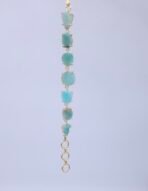 Natural Aqua Stone Brass Bracelet - Handmade Gold-Plated Link Bracelet