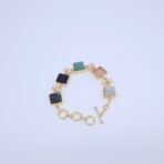 Multicolor Square-Cut Natural Stone & Pearl Bracelet