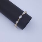 Brass Bracelet with Natural Moonstone Stones in Crown Setting